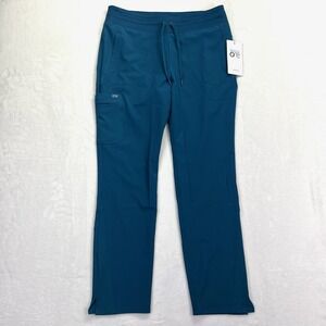 Barco One Womens BOP597 Slim Leg Scrub Pants Bahama Blue Medium NWT